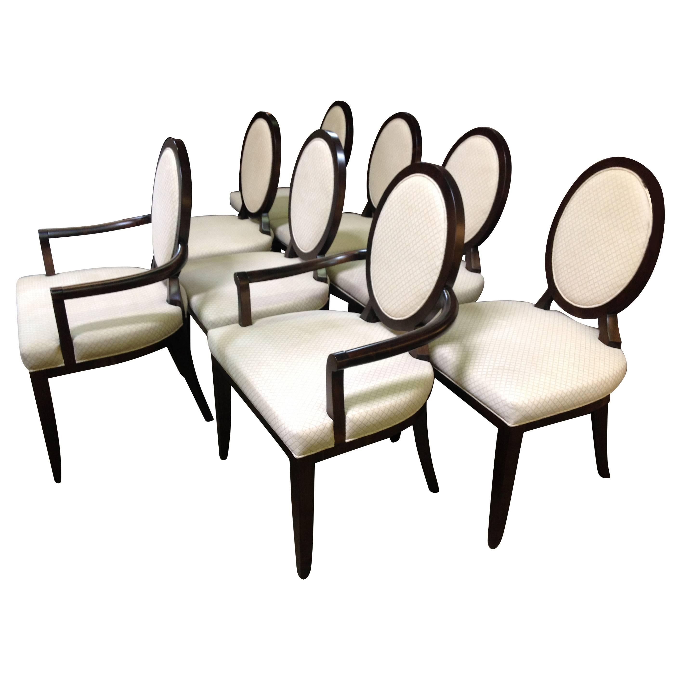 Set of Eight Barbara Barry for Baker Oval X-Back Dining Chairs