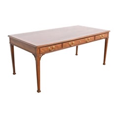 Baker Furniture Georgian Carved Mahogany Executive Writing Desk, Refinished