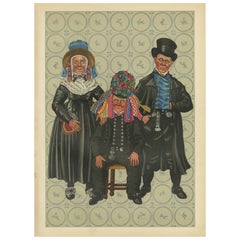 Abito da cerimonia di Staphorst con cappello a conchiglia e fedine d'argento - Paesi Bassi, 1932