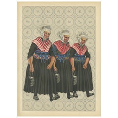 Vintage Traditional Dutch Costume Print - Staphorst and Rouveen, circa 1930s