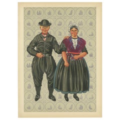 Uomo e donna olandesi di Urk in abito domenicale con cappelli a falda larga, 1932