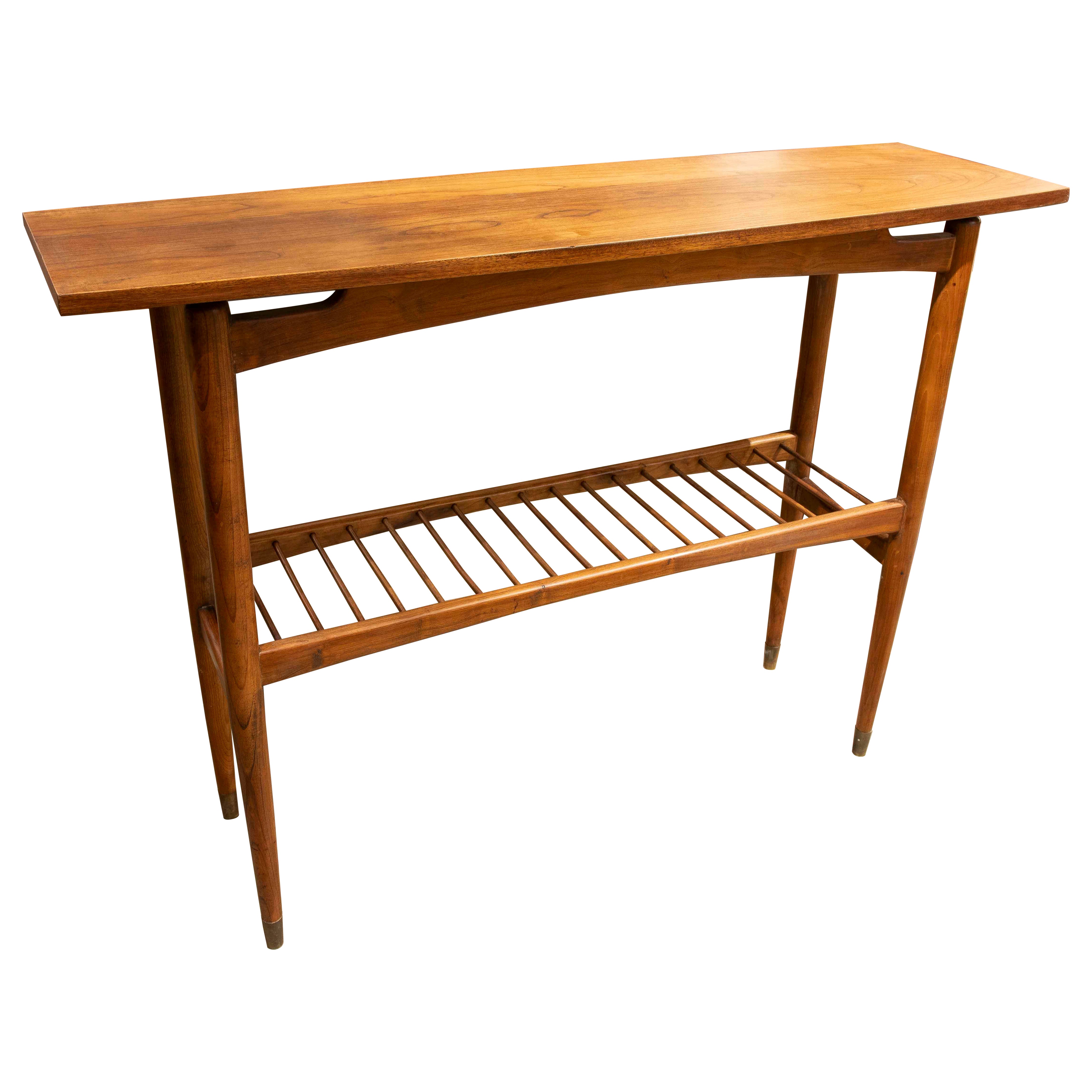 1960er Jahre Vintage-Holzkonsole mit unterem Regal