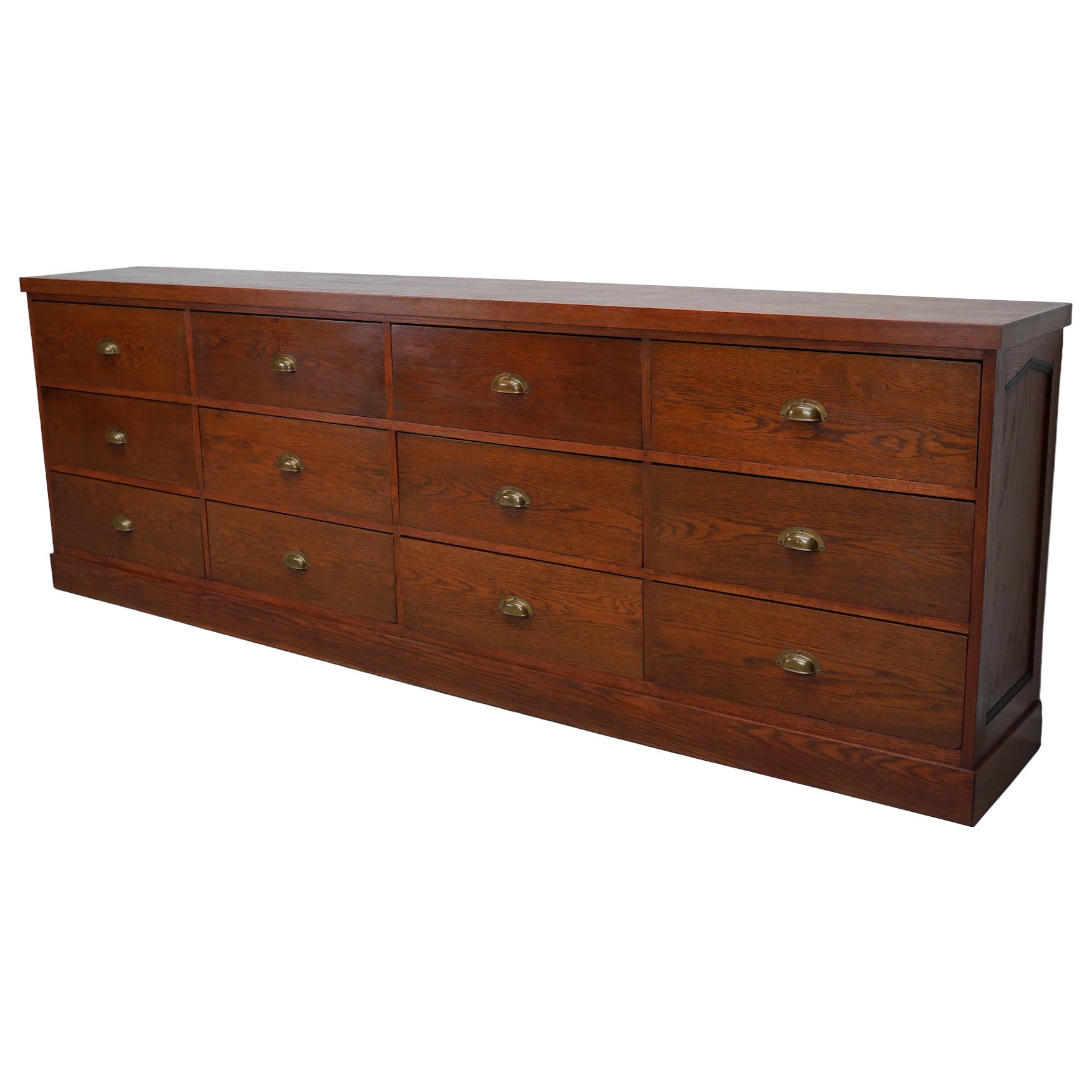 Large Vintage Dutch Oak Art Deco Shop Cabinet / Sideboard, 1930s
