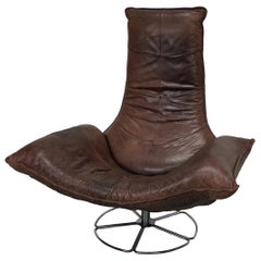 Sillón Wammes de cuero marrón de Gerard Van Den Berg para Montis Años 70
