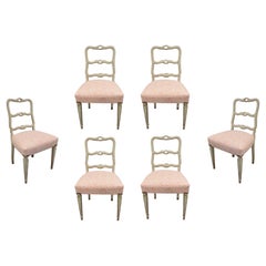 1930s Set of Six Provençal Chairs with Coral Upholstery