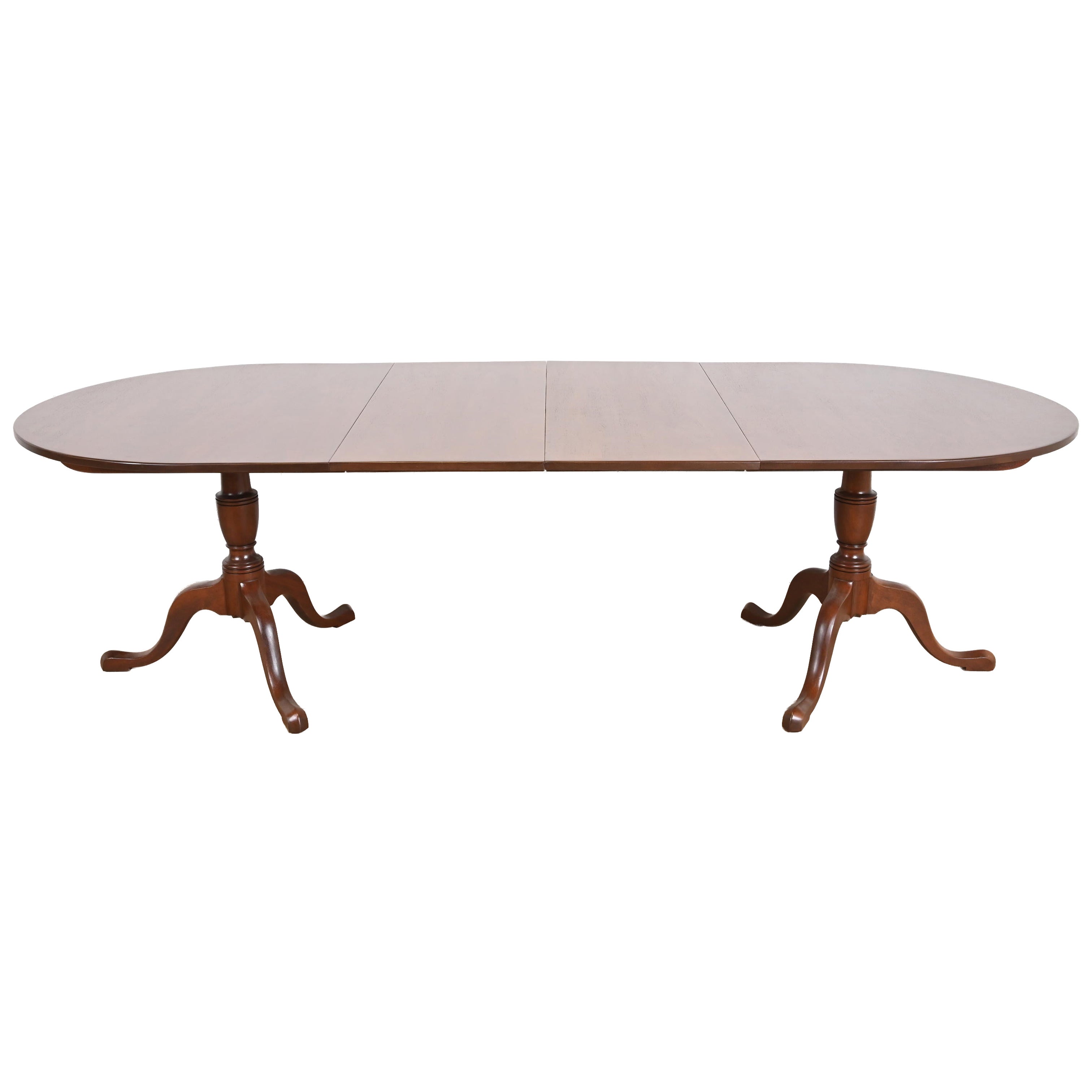 Kittinger Georgian Solid Mahogany Double Pedestal Dining Table, Newly Refinished