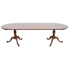 Kittinger Georgian Solid Mahogany Double Pedestal Dining Table, Newly Refinished