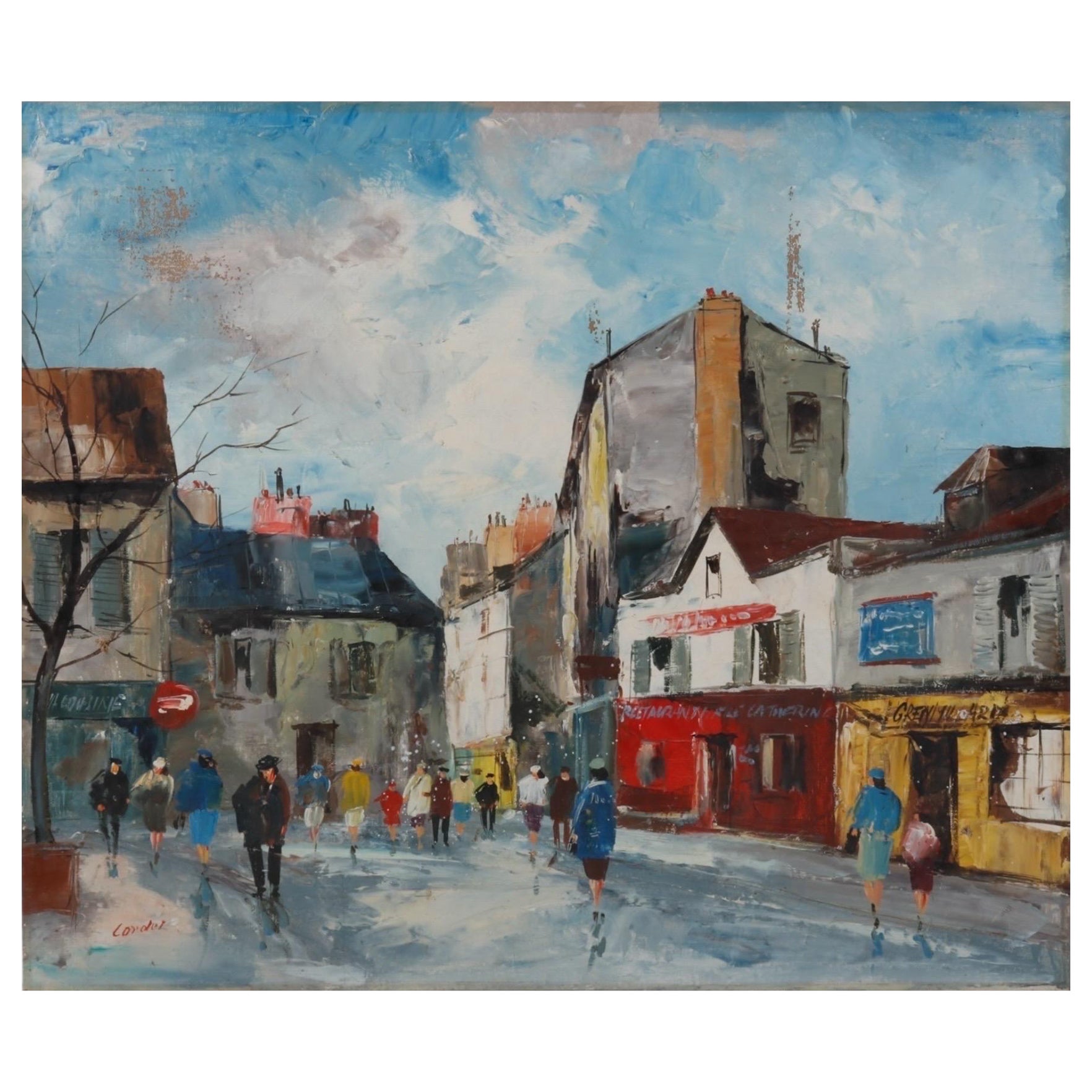 Escena callejera parisina 'Place Du Tertre en Montmartre' Pintura al óleo sobre lienzo