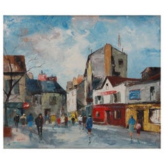 Pariser Straßenszene 'Place Du Tertre in Montmartre' Öl auf Leinwand Gemälde
