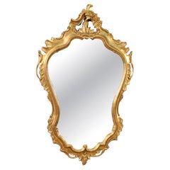 italienischer Spiegel im Louis-XV-Stil aus Goldholz des 20. Jahrhunderts, 1970