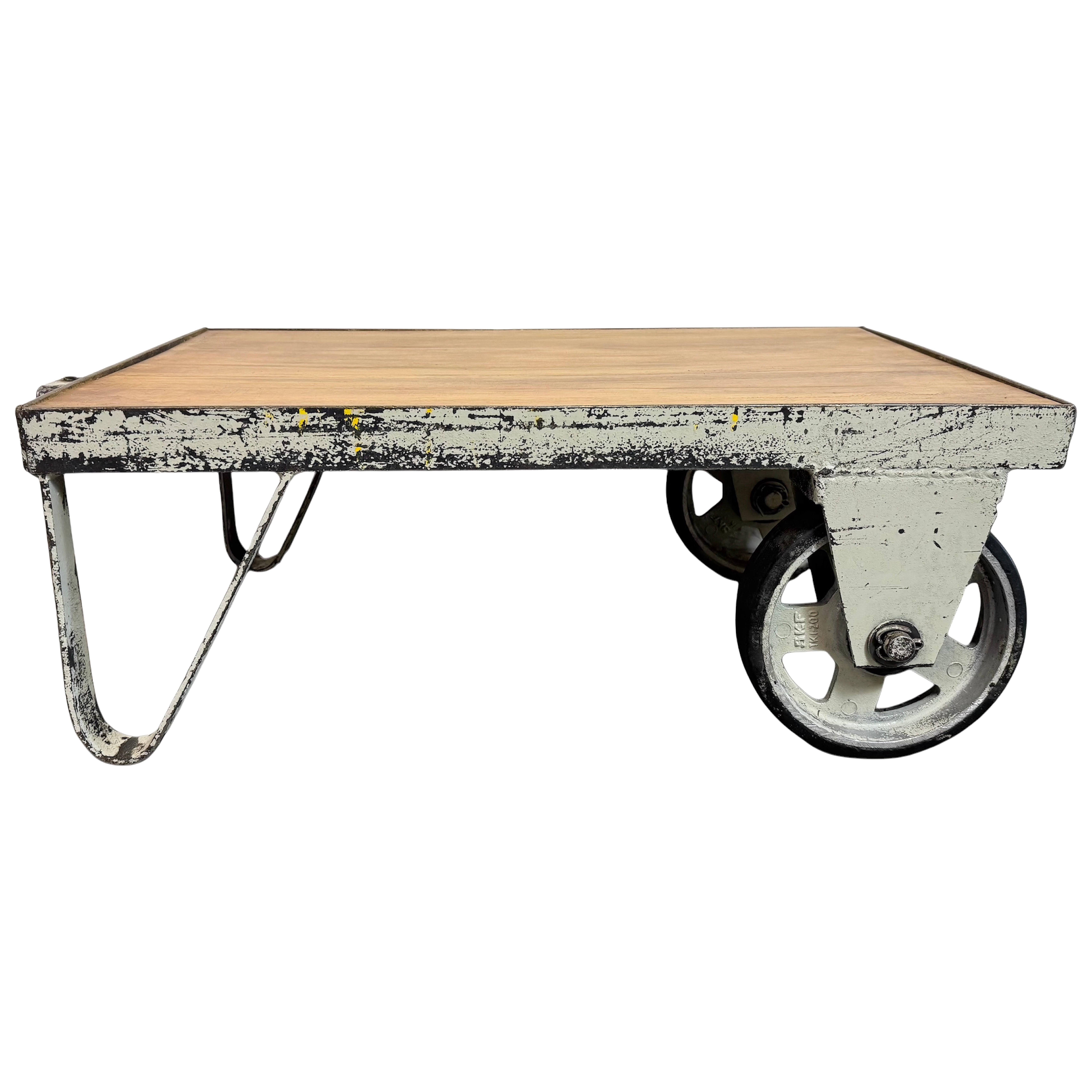 Chariot de table basse industriel gris, années 1960
