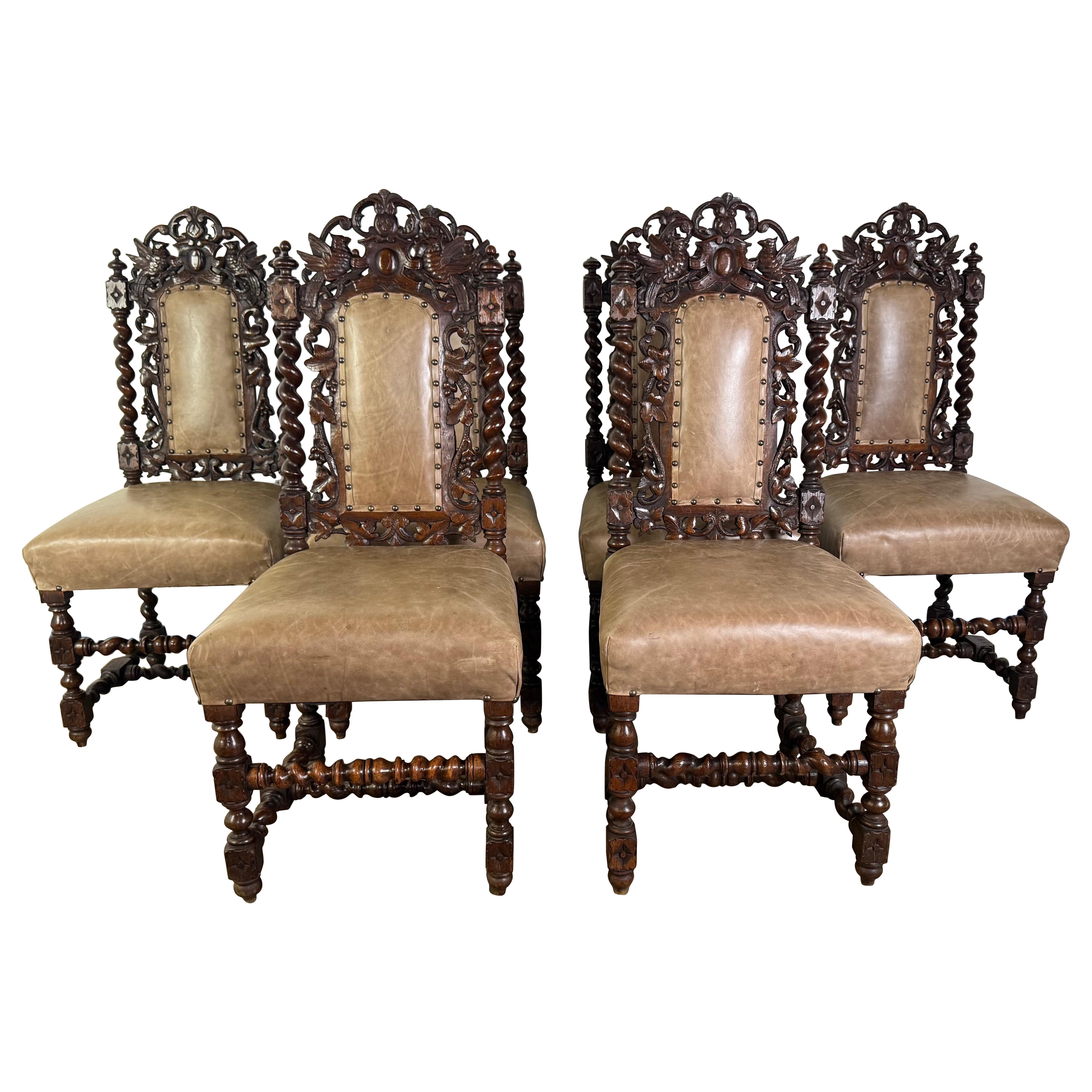 Set of Six 19th C. Renaissance Revival Dining chairs