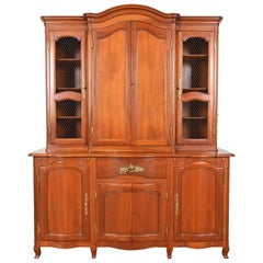 John Widdicomb Librería francesa provincial Luis XV de madera de cerezo tallada con frente de separación