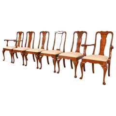 Stickley Queen Anne ensemble de six chaises de salle à manger en cerisier massif sculpté