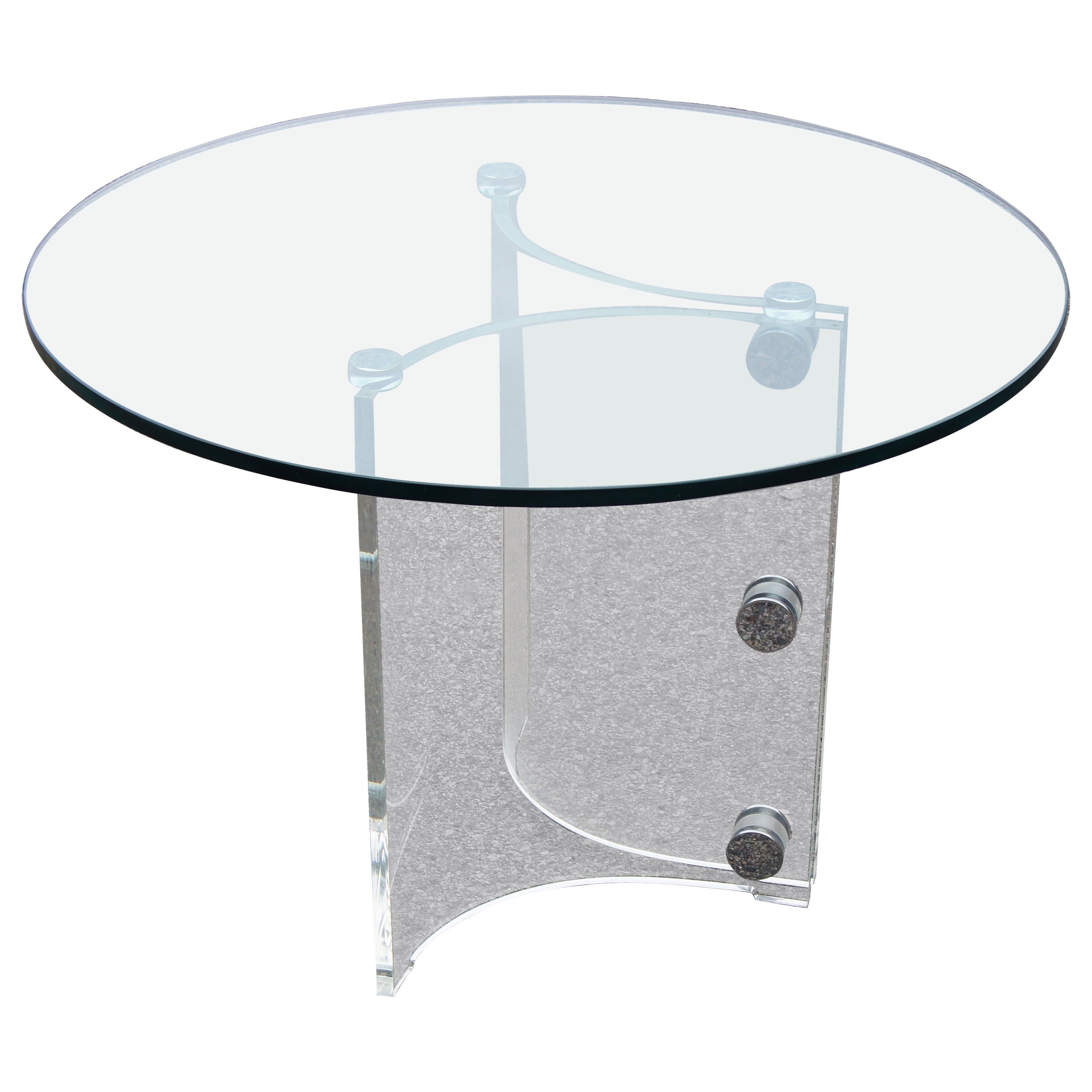 Table centrale en lucite, verre et chrome de Vladimir Kagan