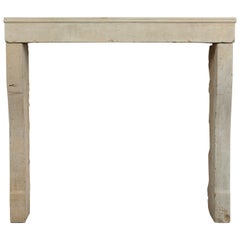 Small Antique French Limestone Campagnard Fireplace Mantel, 19th Century