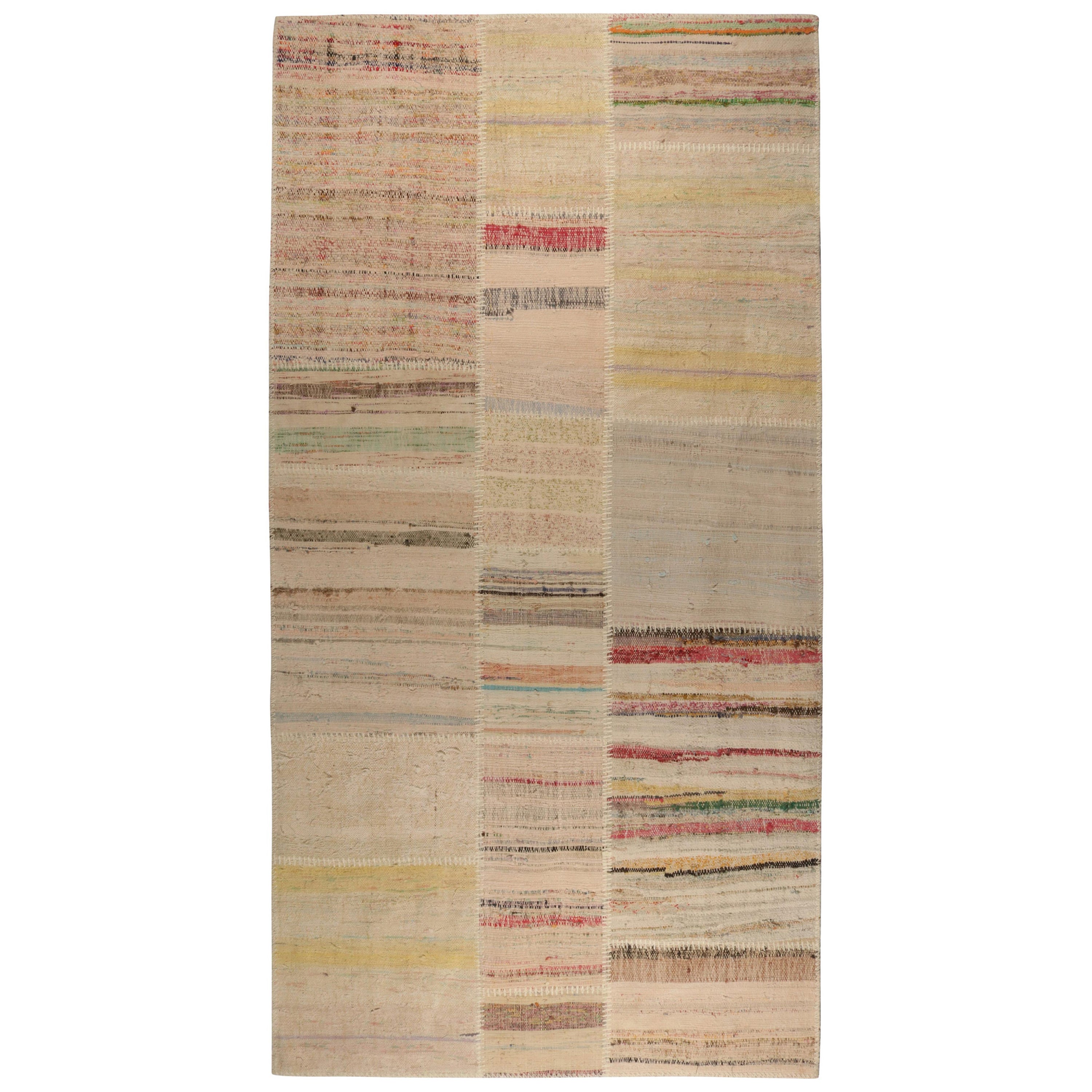 Patchwork-Kilim-Teppich von Rug & Kilim in mehrfarbigen Streifen im Angebot