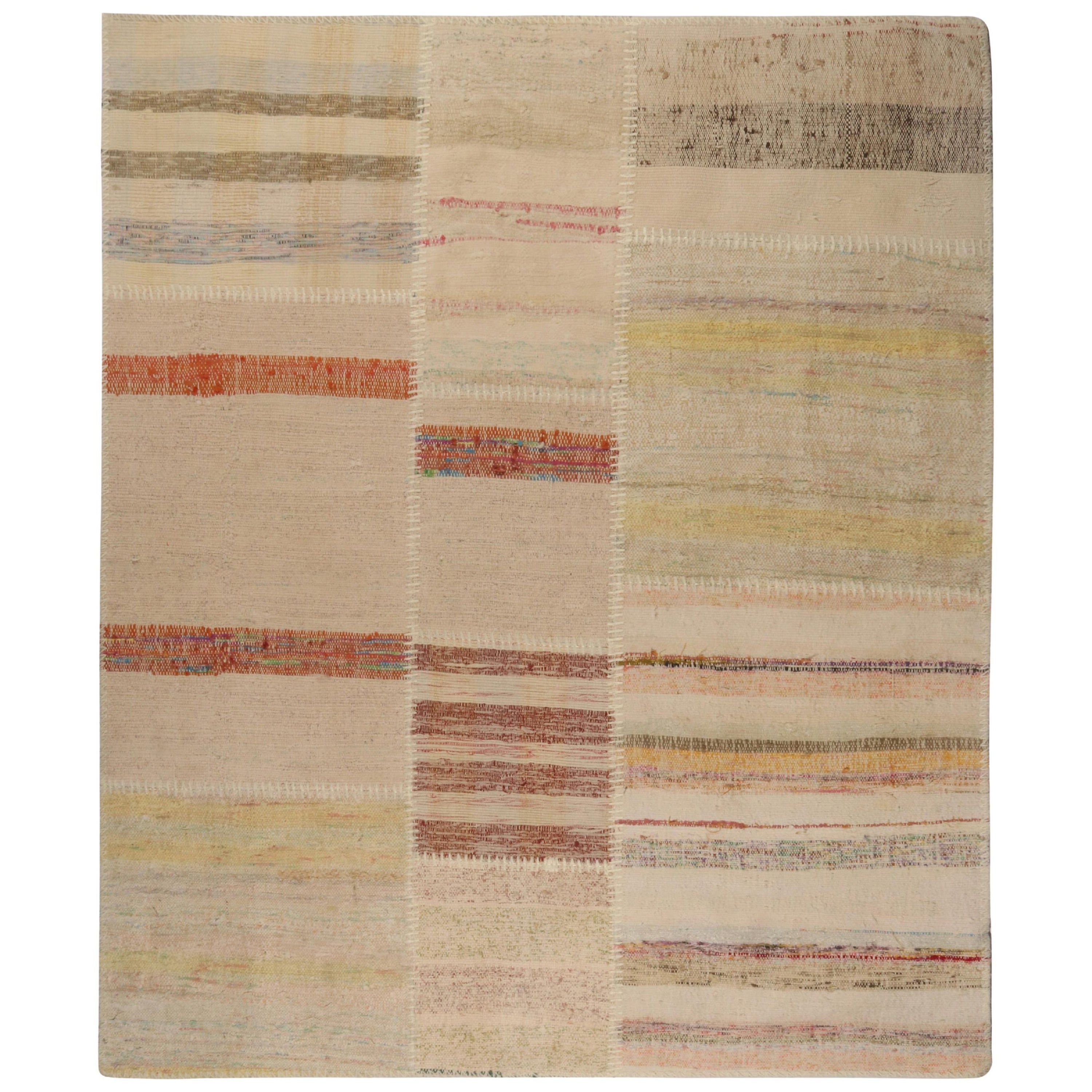 Rug & Kilim’s Patchwork Kilim Runner in Polychromatic Stripes