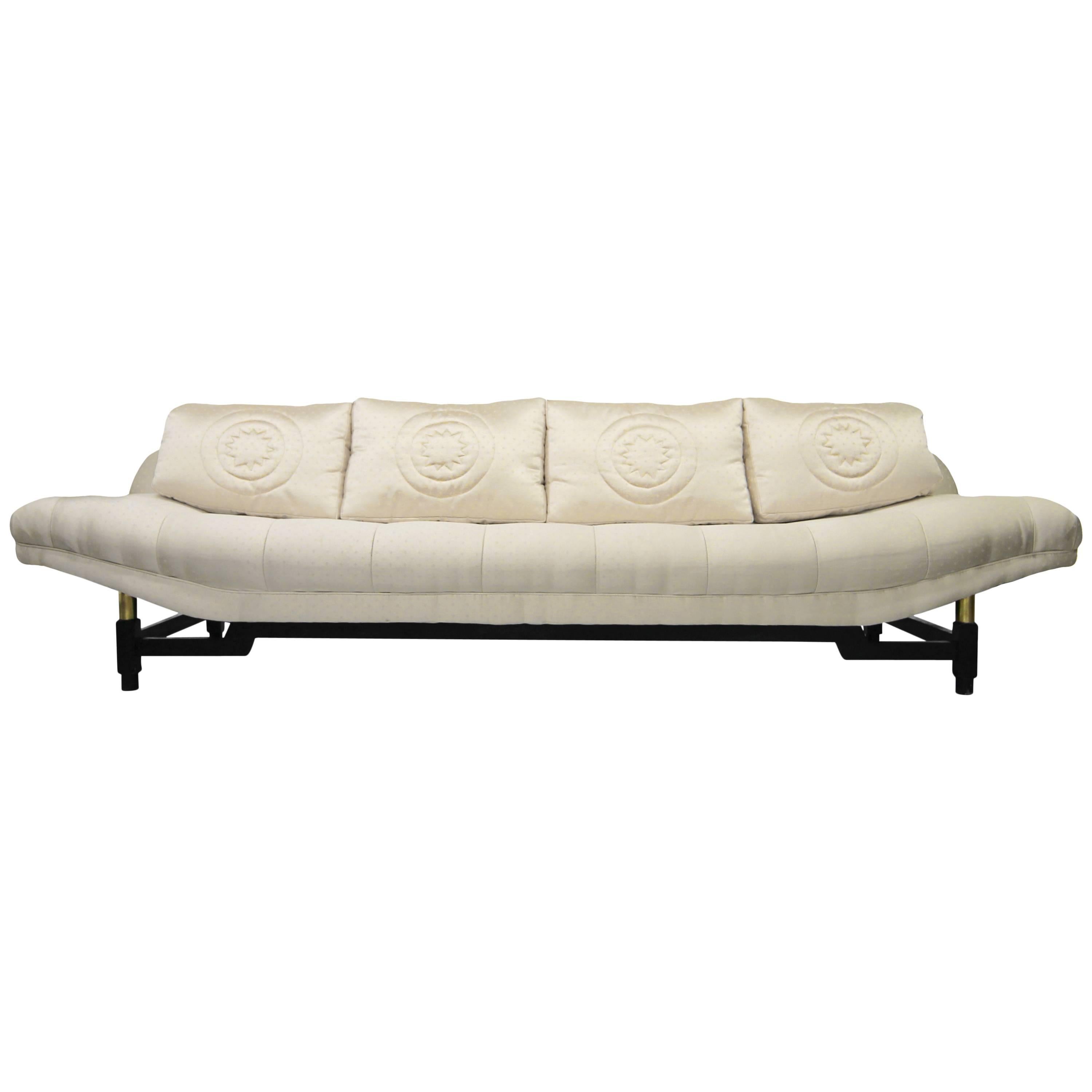 Mid-Century Gondola Sofa with Brass Details For Sale