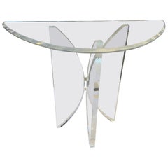 Sophisticated Mid Century Modern Lucite Demilune Console