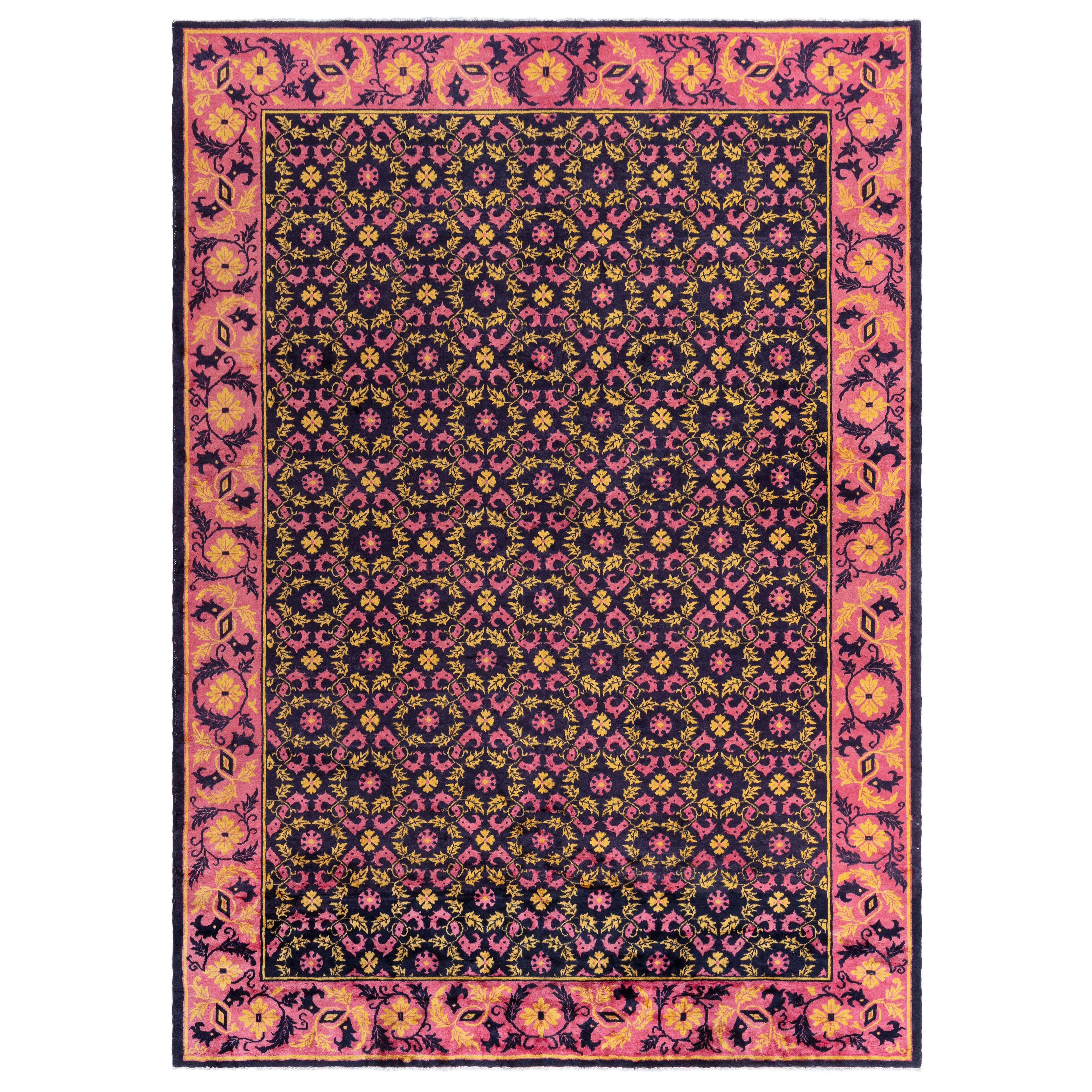 Alfombra de lana hecha a mano en estilo Deco chino de mediados del siglo XX Doris Leslie Blau