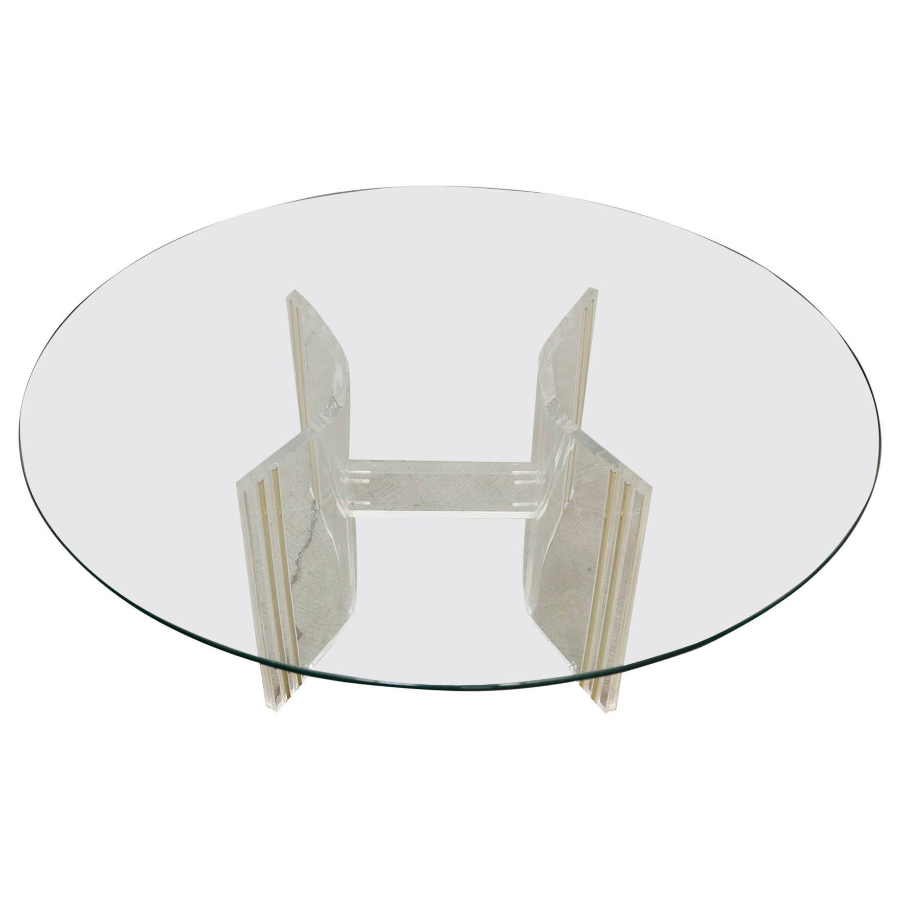1960's Mid-Century Hollywood Regency Lucite & Brass Coffee Table