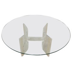 1960's Mid-Century Hollywood Regency Lucite & Brass Coffee Table