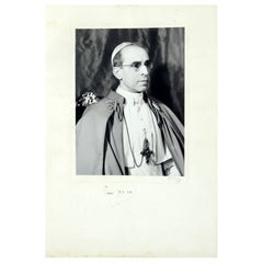 Pope Pius XII Matted Photo Signed, With Embossed Papal Seal