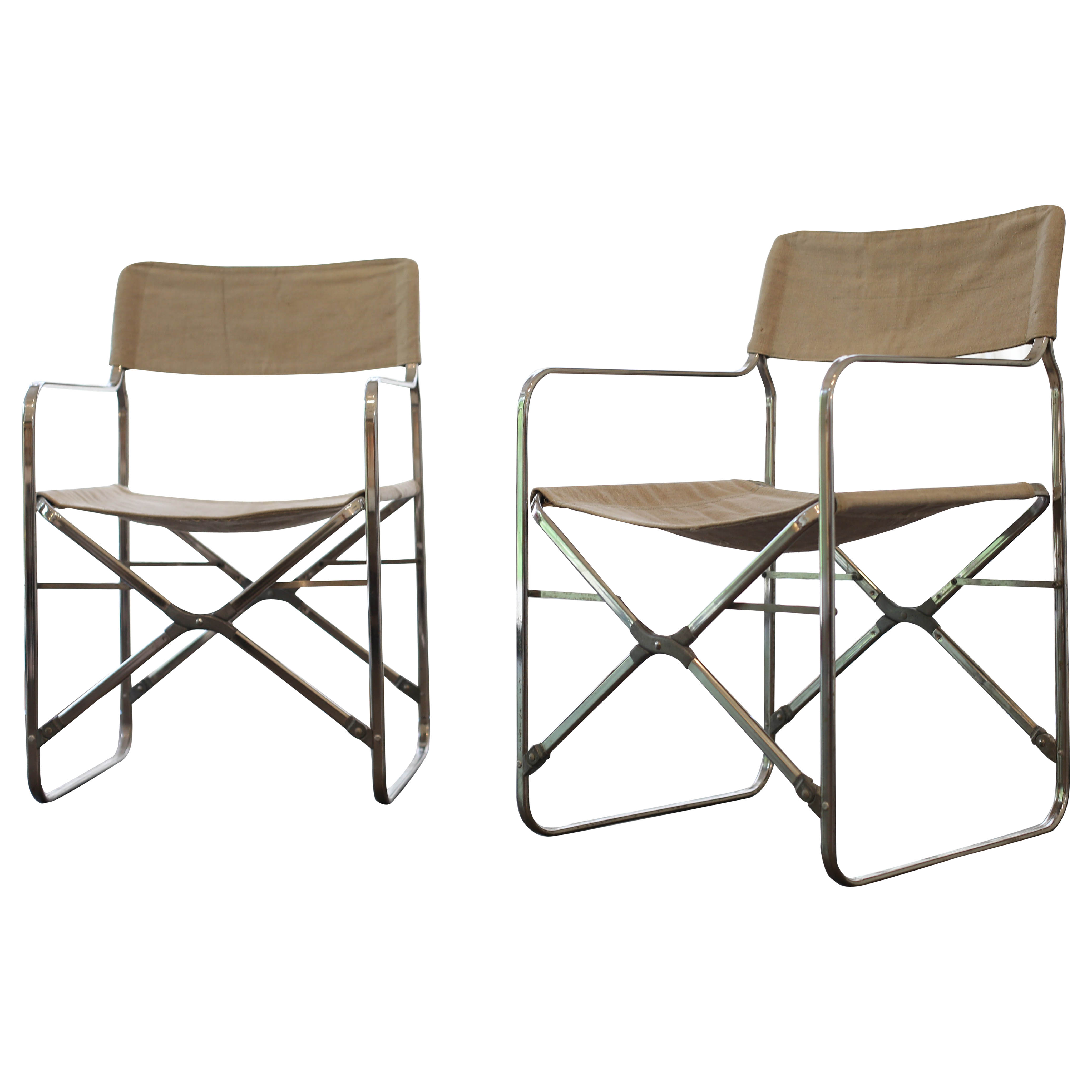 Gae Aulenti 'April' Canvas Folding Chairs, Zanotta, 1972