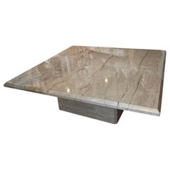 Vintage Italian Modern Square Marble Stone Coffee Cocktail Table
