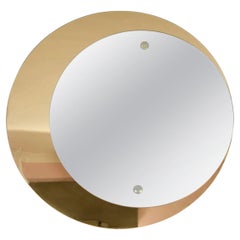 Specchio italiano a doppio cerchio in bronzo e argento del 1960 di Cristal Arte