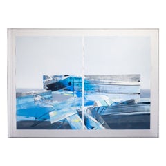 Abstract Mixed Media Large Scale 2D Diptych Paper Art by C. Robert Boreman