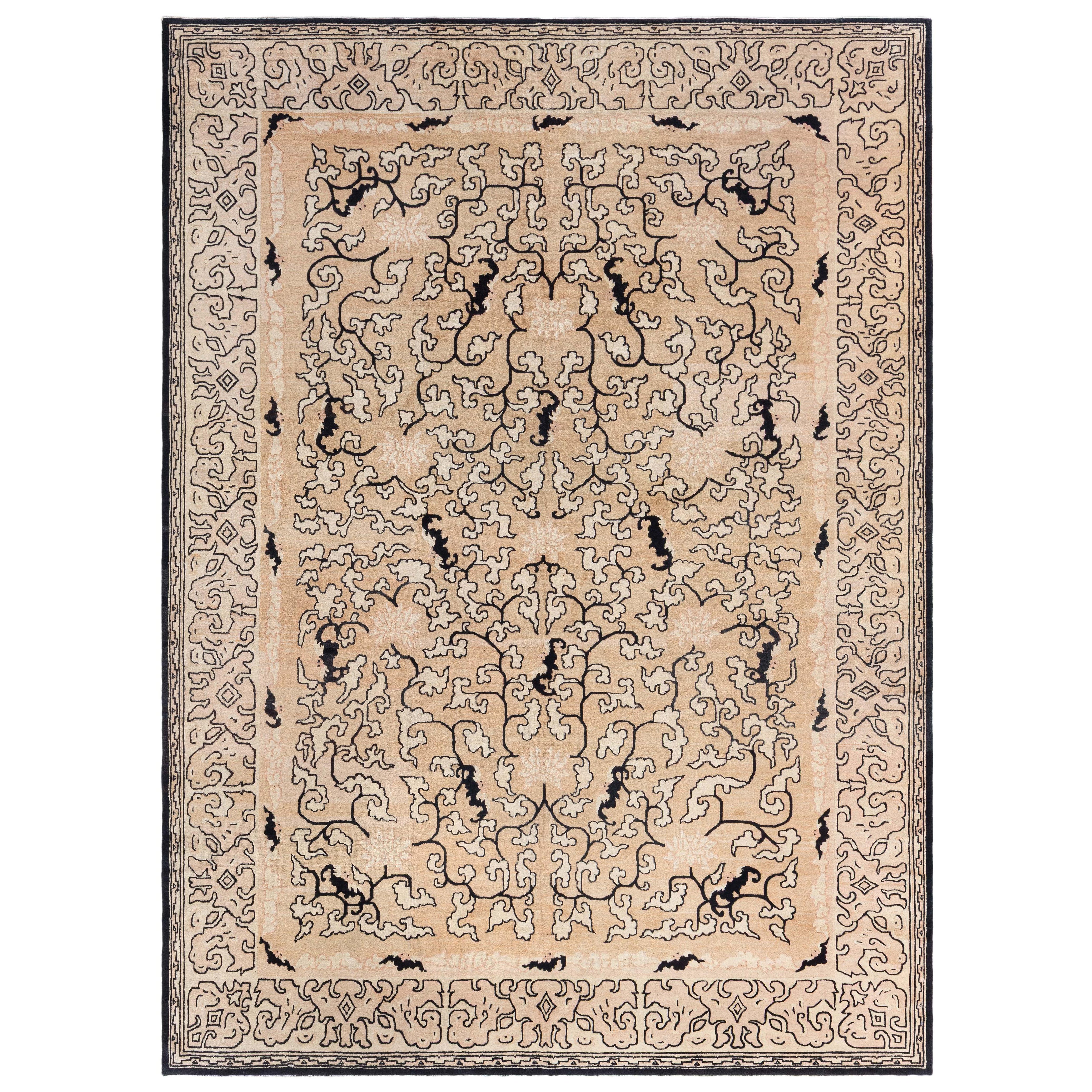 Vintage Chinese Botanic Handmade Wool Rug Doris Leslie Blau