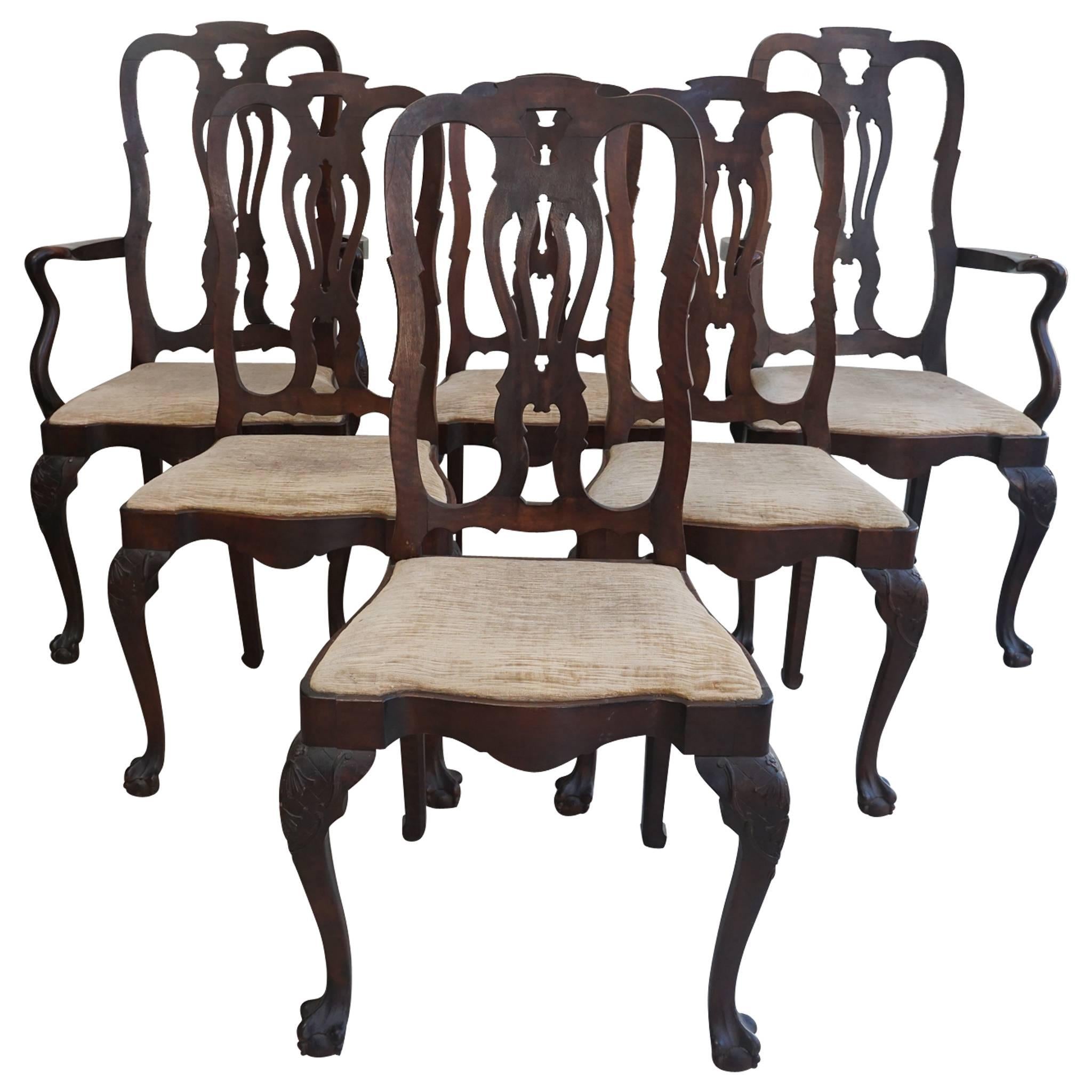Set of Six Belgian Dining Chairs For Sale