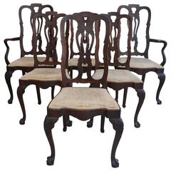 Antique Set of Six Belgian Dining Chairs