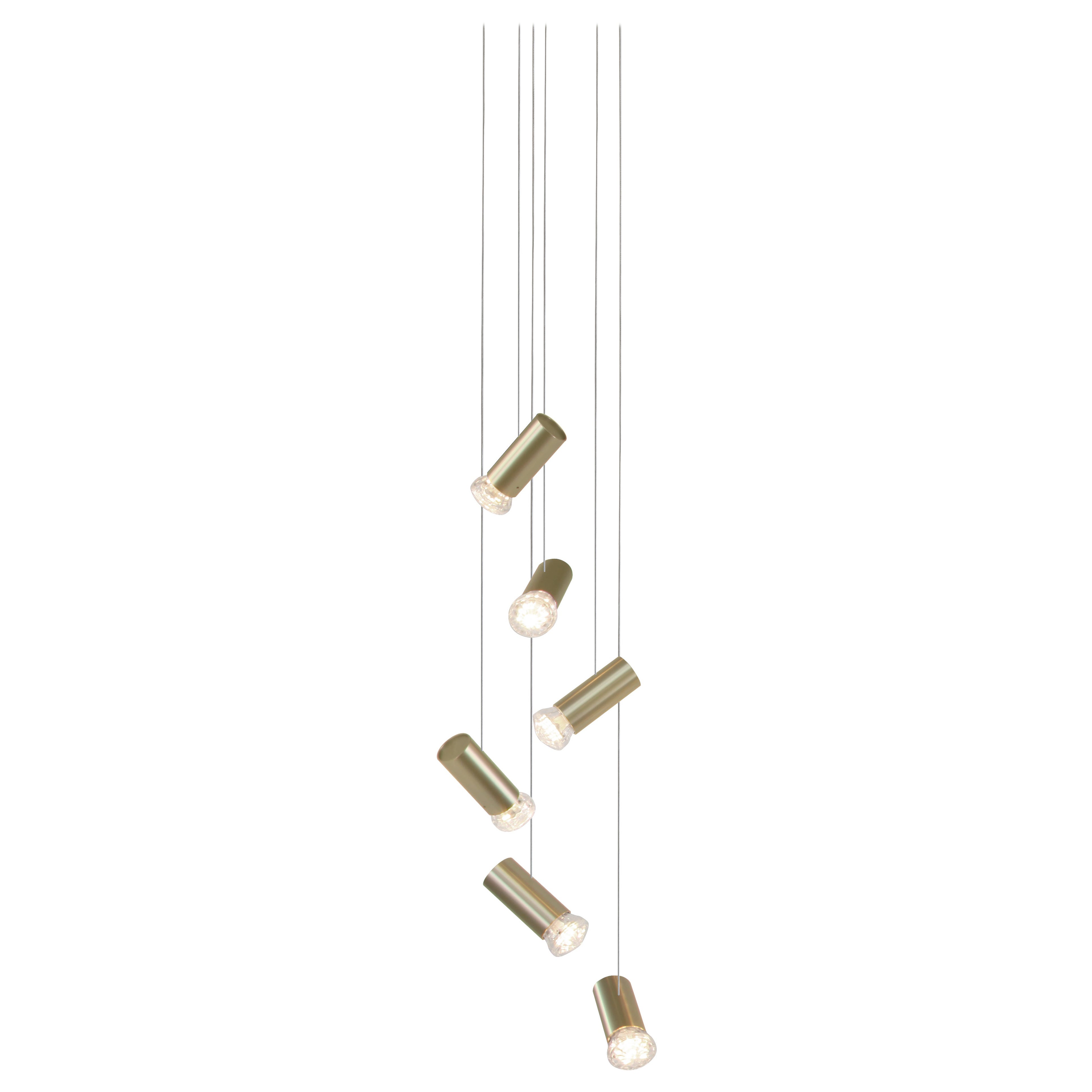 Jewell 6 Angoli in alluminio champagne Lampada a sospensione contemporanea di JSPR