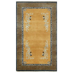 Rug & Kilim’s Chinese Art Deco Style Runner Rug in Gold with Floral Patterns