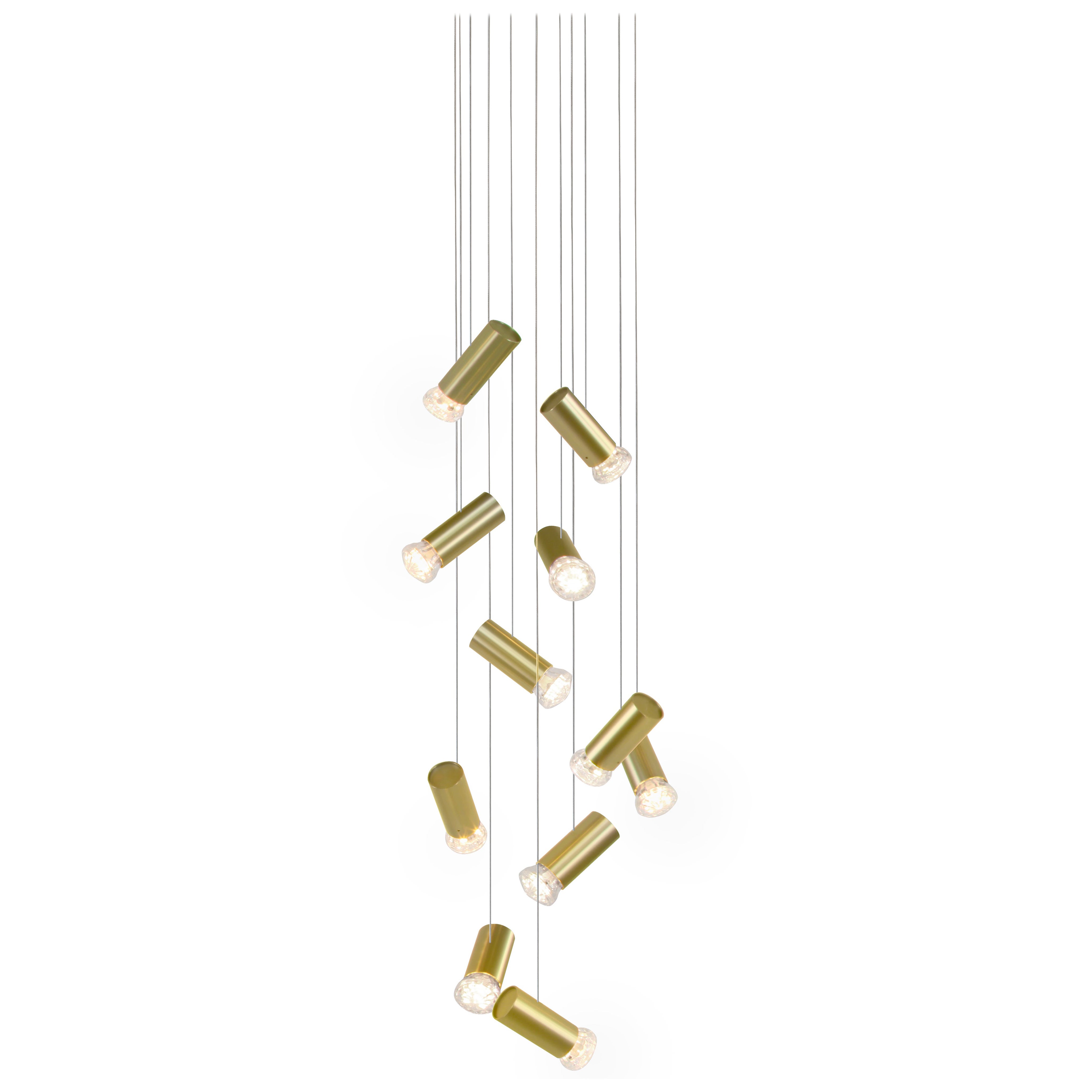Jewels 11 Lámpara Colgante Contemporánea de Aluminio Dorado en Ángulo by JSPR