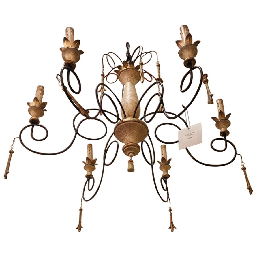 Eclectic Wood and Metal Chandelier