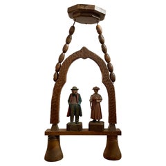 Antique German Bavarian Carved Wood Tavern Light, Circa 1910-1920's.
