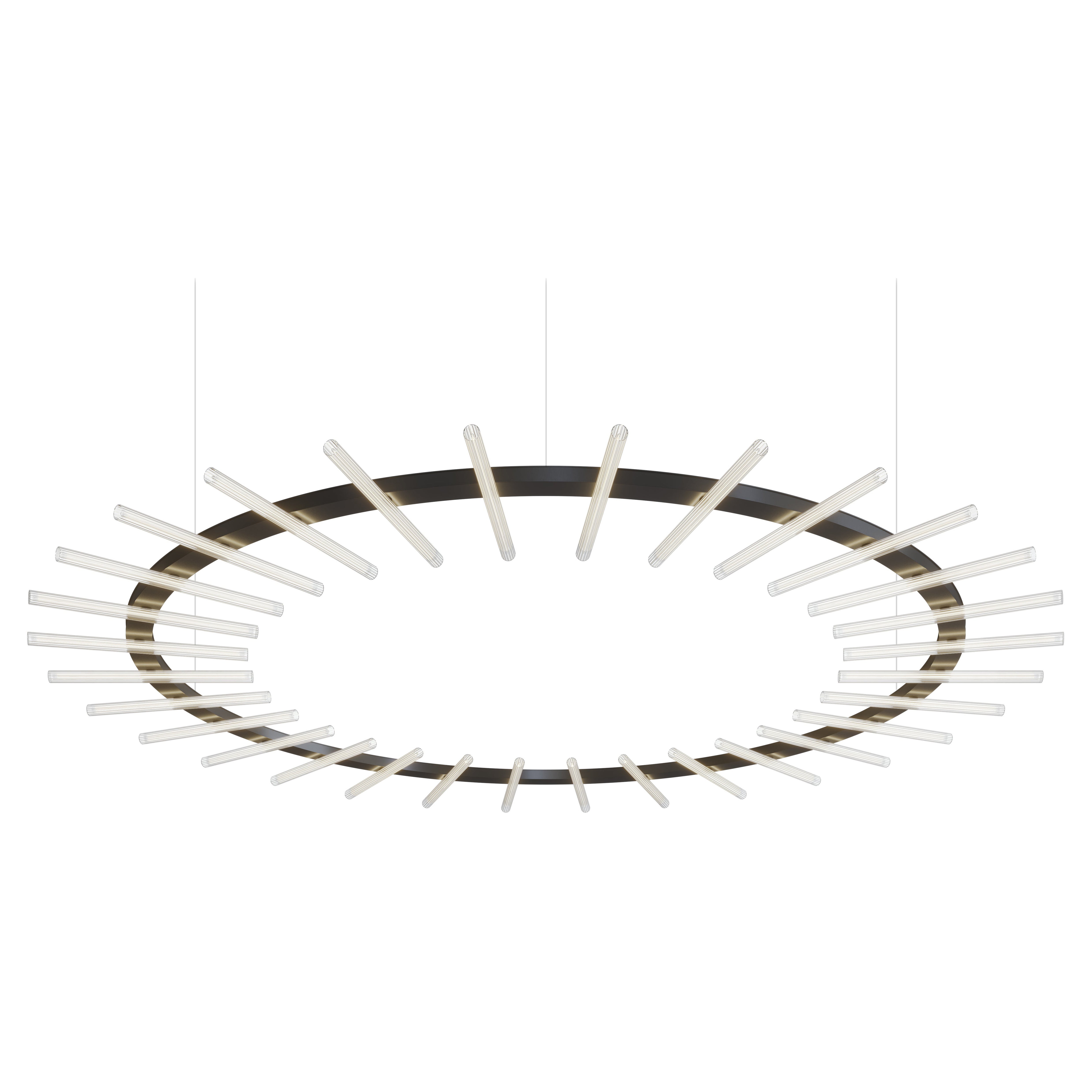 Lampada a sospensione Komorebi grande rotonda in alluminio anodizzato nero di JSPR