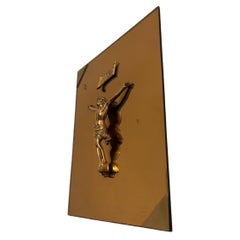 Verspiegeltes Glaskruzifix von Cristal arte aus der Mitte des Jahrhunderts.