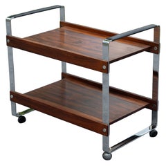 Richard Young - Merrow Associates Rosewood & Chromed Steel Tiered MCM Bar Cart