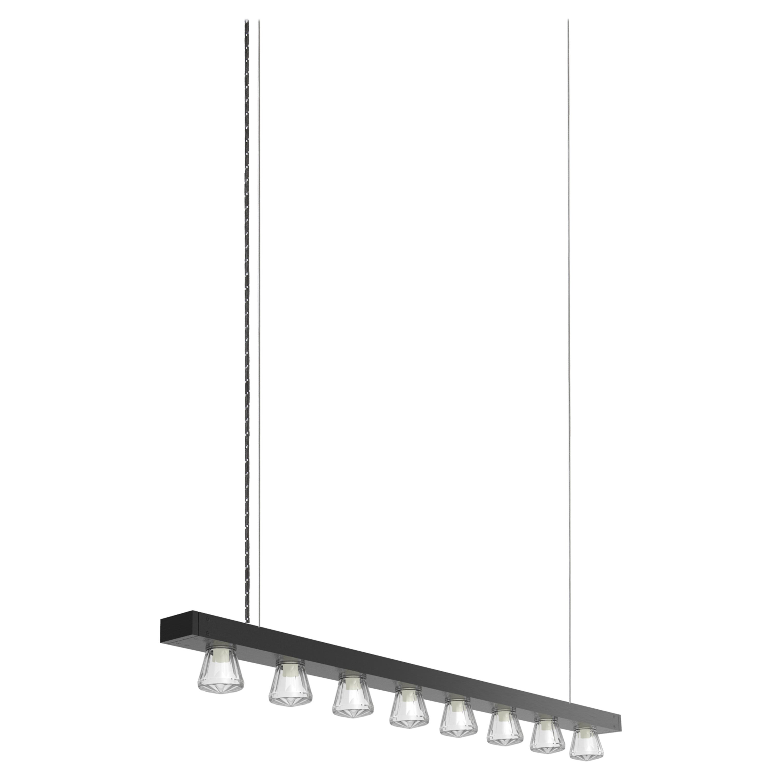 Lampada a sospensione contemporanea Line 100 in alluminio anodizzato nero di JSPR