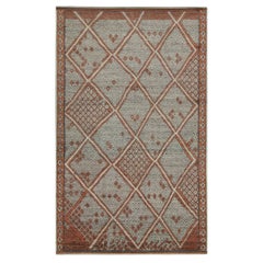 Rug & Kilim’s Moroccan Style Rug in Auburn Red and Gray Diamond Patterns