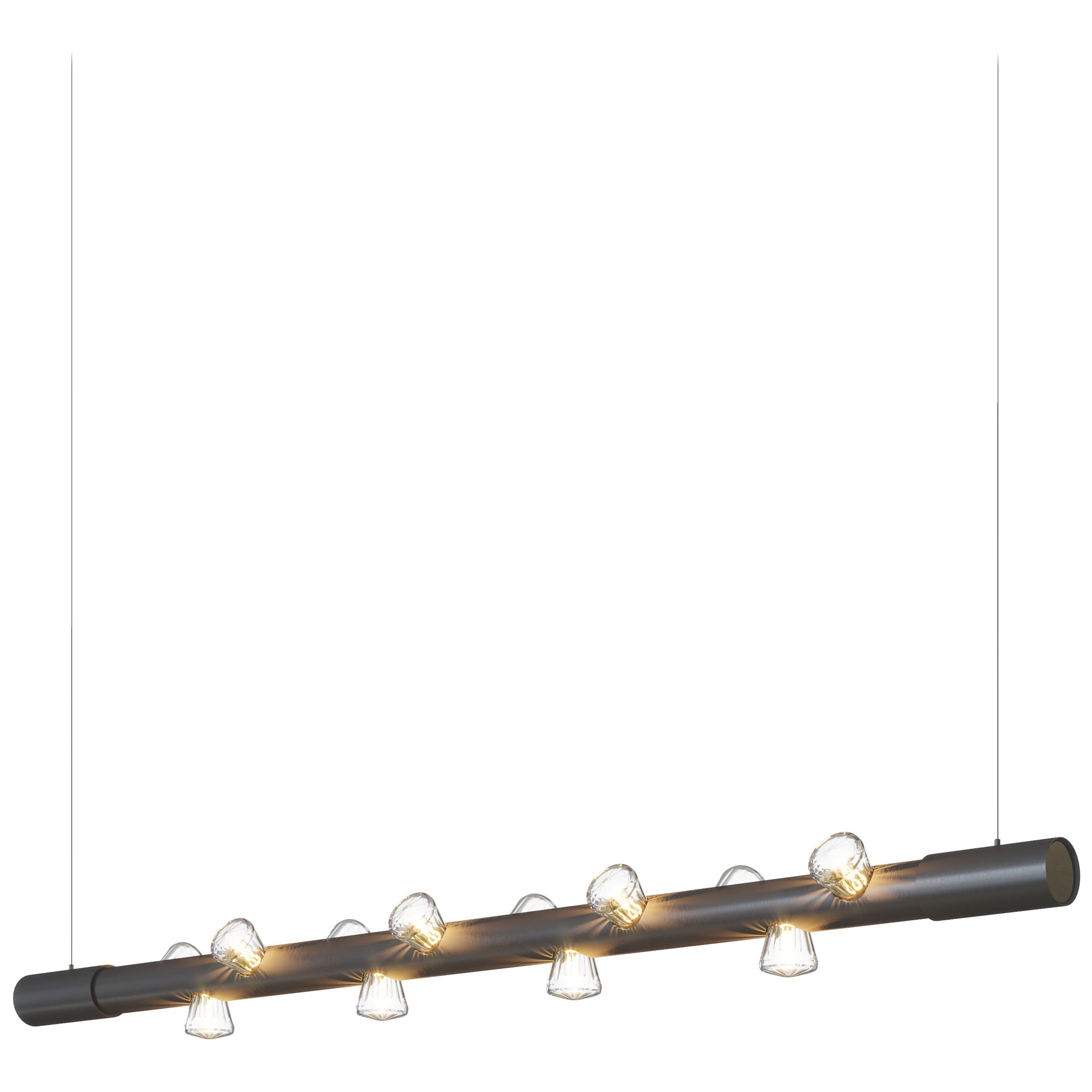 Lampada a sospensione contemporanea Lucy Small Linear in alluminio anodizzato nero di JSPR