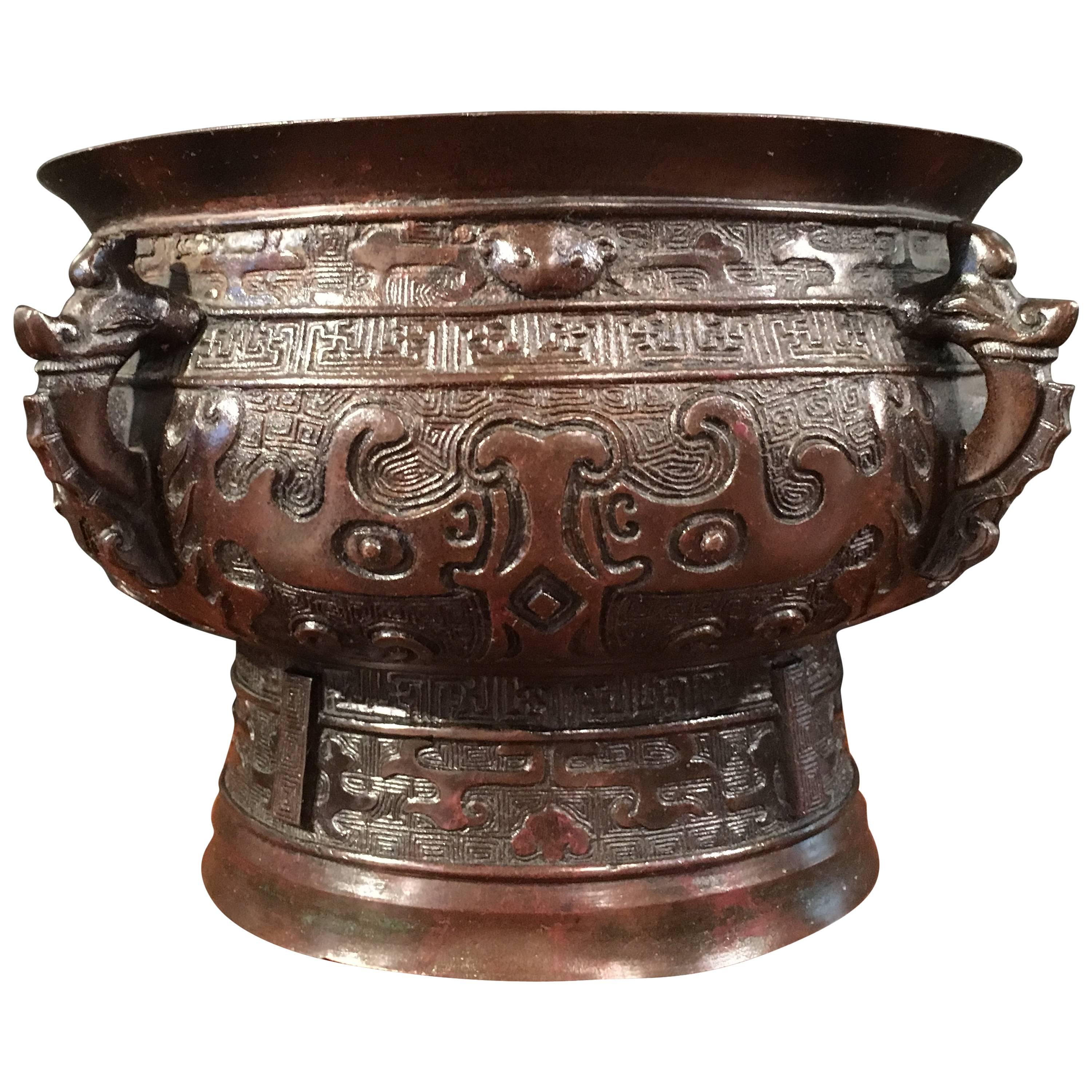 Chinese Qing Dynasty Archaistic Bronze Gui Vessel