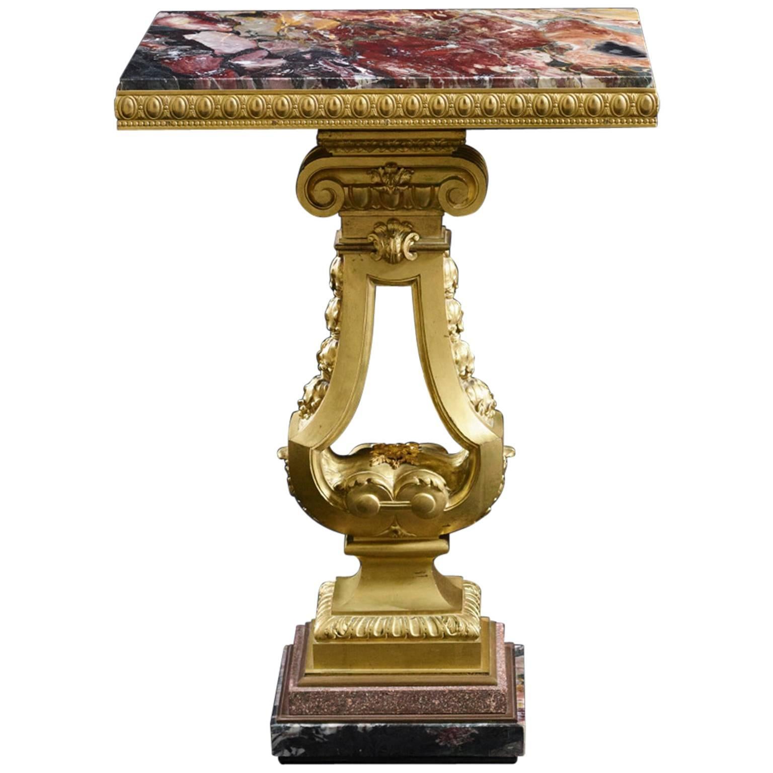 19th Century Swedish Ormolu, Marble and Porphyry Centre Table, circa 1825