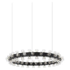 Lampada a sospensione contemporanea Lunar Small Round in alluminio anodizzato nero di JSPR