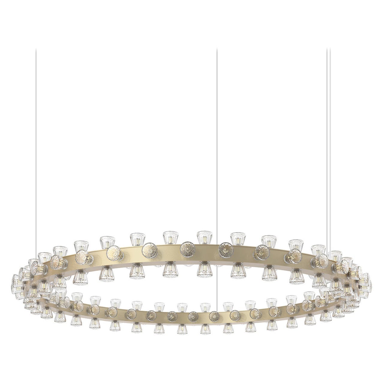Lampada a sospensione contemporanea Lunar Medium Round Champagne Aluminum di JSPR